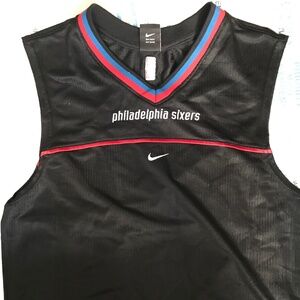 Men’s Vintage Y2K Philadelphia 76ers Nike NBA Warm Up Shirt Jersey Size Medium